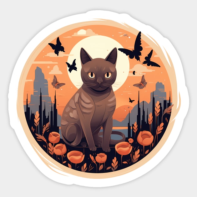 Burmese Cat Halloween, Cat Lover Sticker by logiamerch